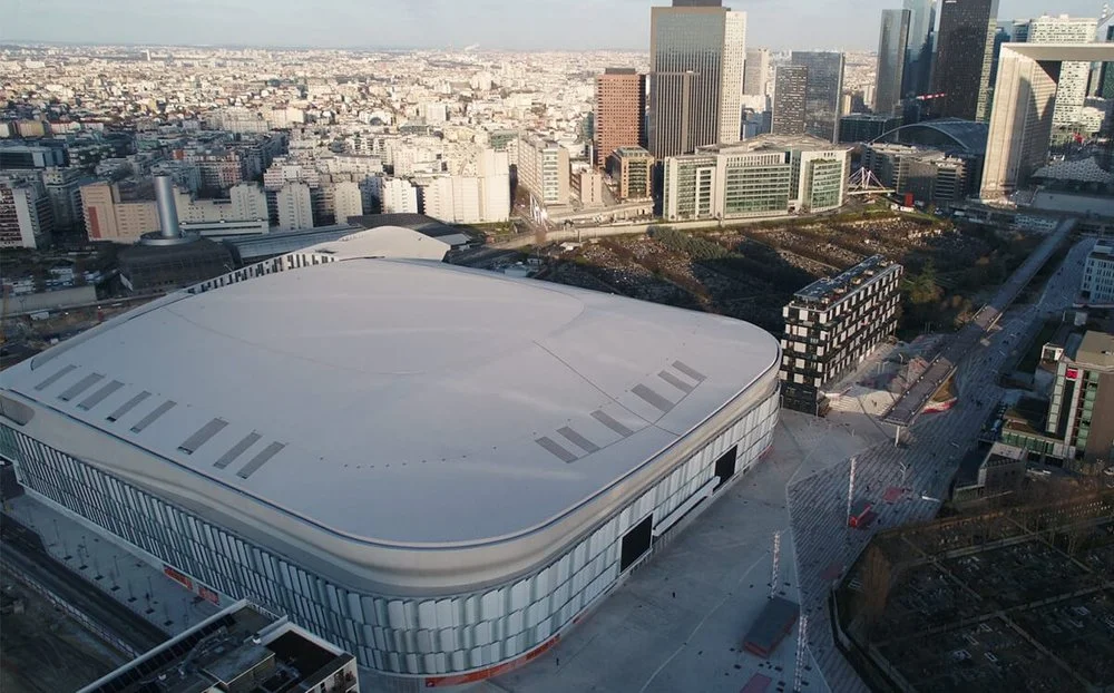 Isolation acoustique toiture industrielle — U-Arena Nanterre