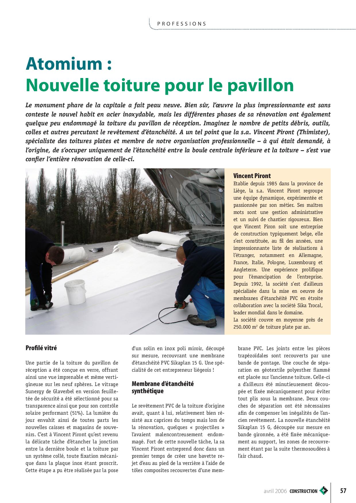 Realization of roofing and insulation Atomium – Article