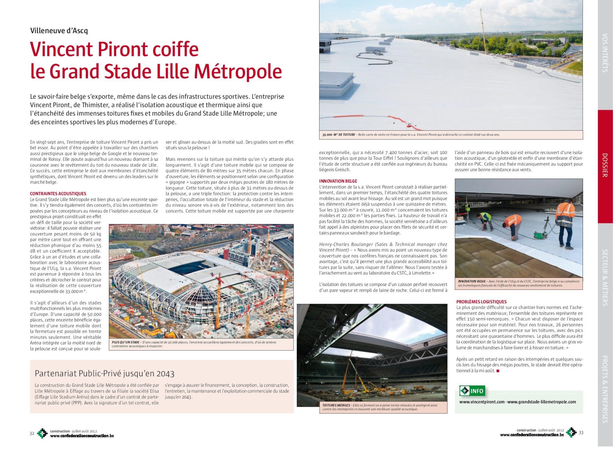 Realization of roofing and insulation Grand Stade Lille Métropole – Articles CCI