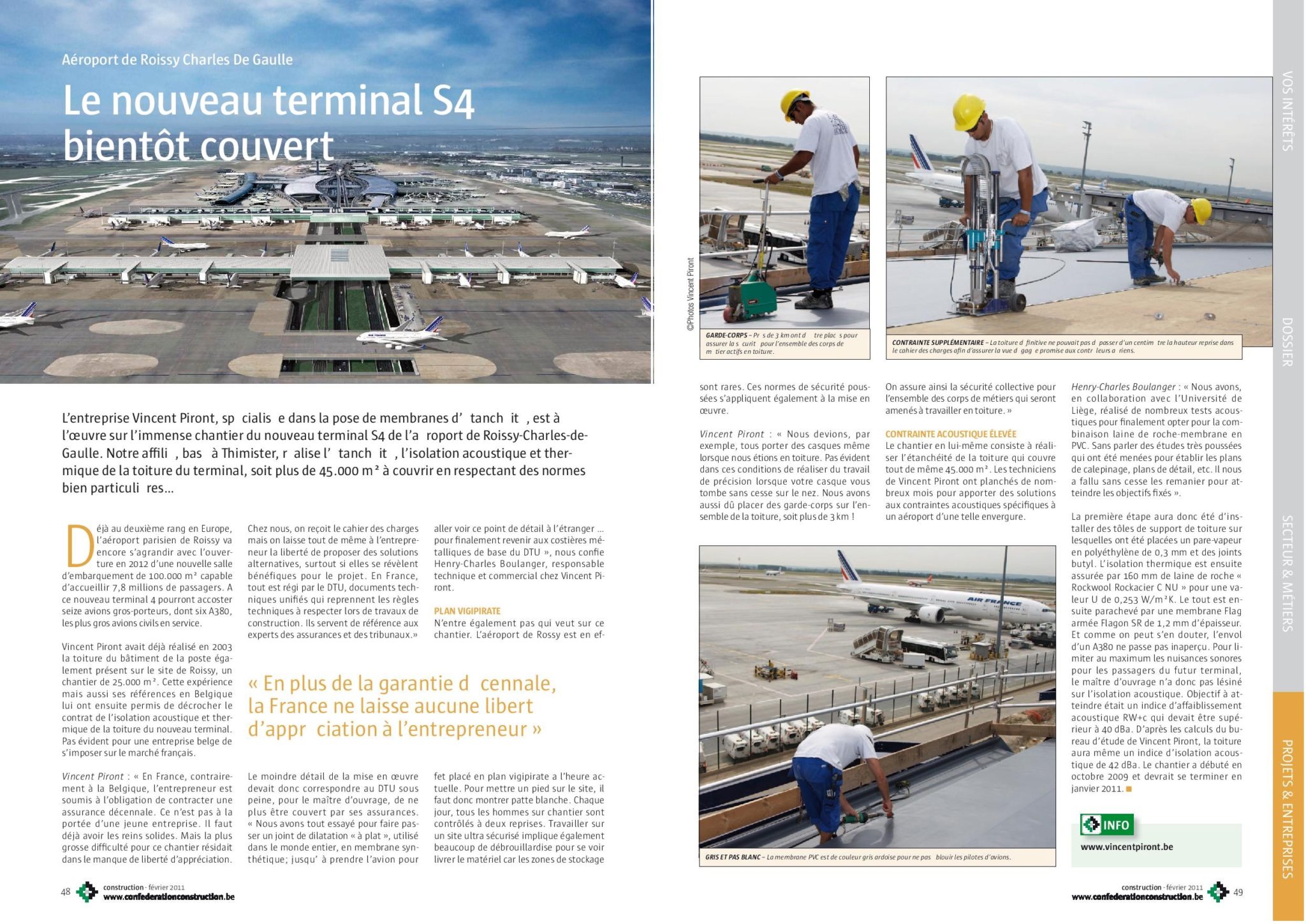 Construction of roofing and insulation Terminal S4 – Roissy Charles de Gaulle Airport